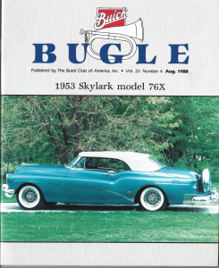 THE BUICK BUGLE 1988 AUG - '53 SKYLARK MODEL 76X, BUICK ON STAMPS